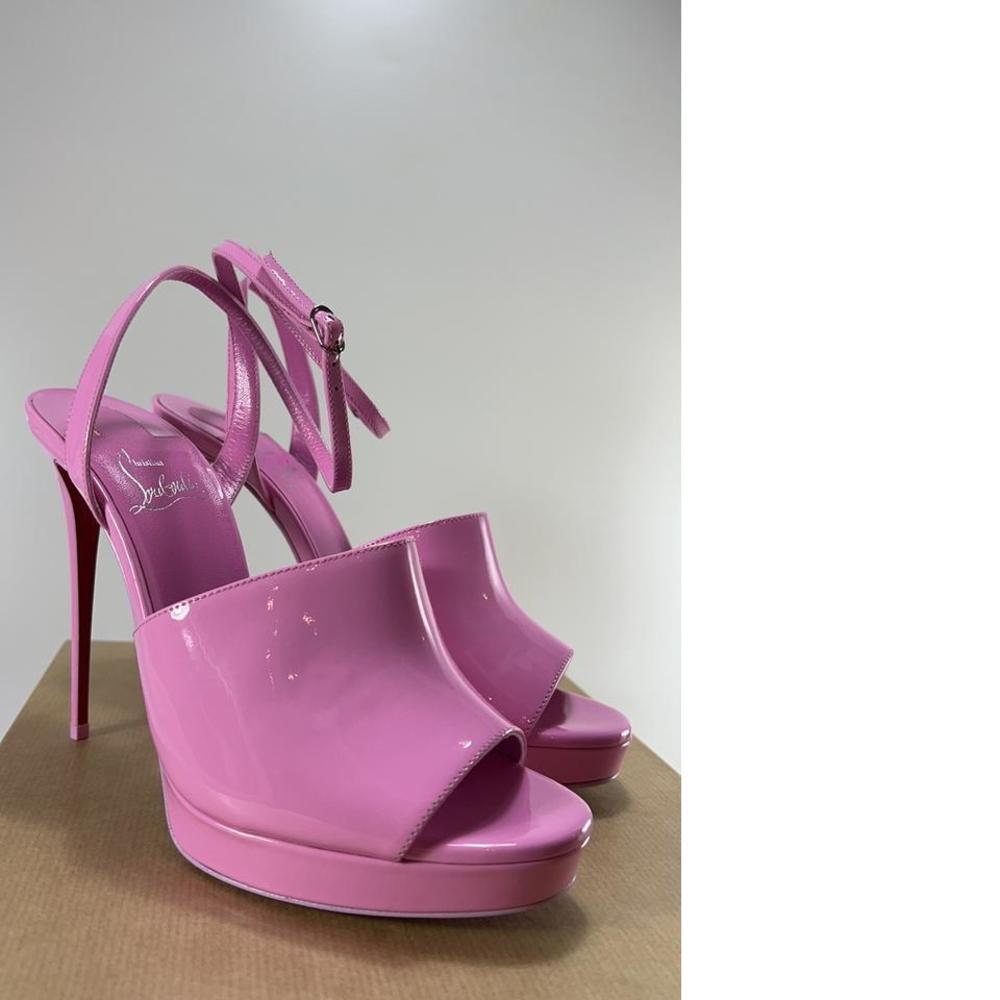 120mm Confettis Pink Platform Miradona Patent Ankle Strap Sandals E562